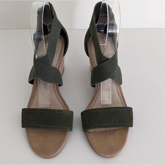 Splendid Green Suede Espadrilles Wedge Sandals Women's 8.5 - Picture 2 of 10